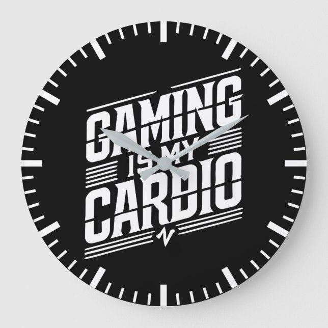 Grande Horloge Ronde Jeu Est Mon Cardio - Amusant Humour Gamer (Recto)
