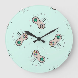 Grande Horloge Ronde Jeu gris joystick sur bleu