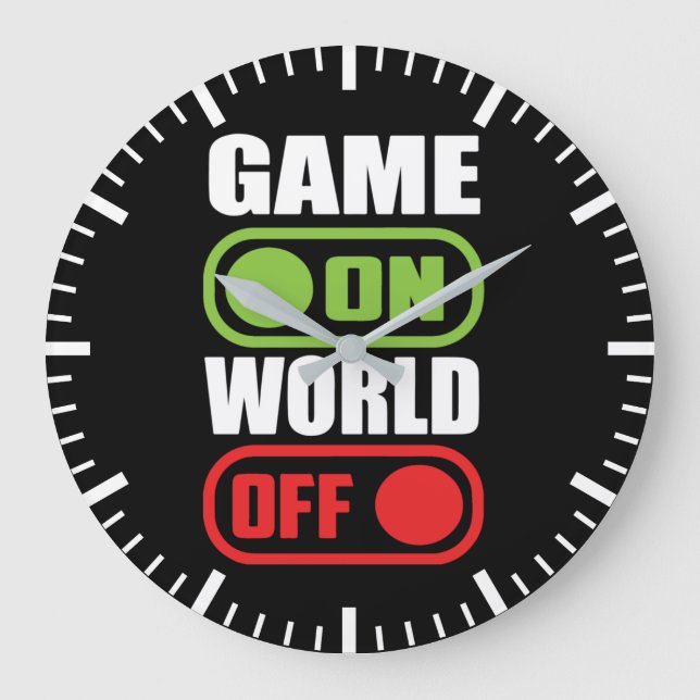 Grande Horloge Ronde Jeu On, World Off - Drôle Joueur Vidéo, Jeu (Recto)