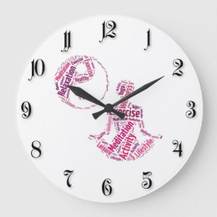 Grande Horloge Ronde Jeune fille pratiquant le yoga sous le symbole Yin
