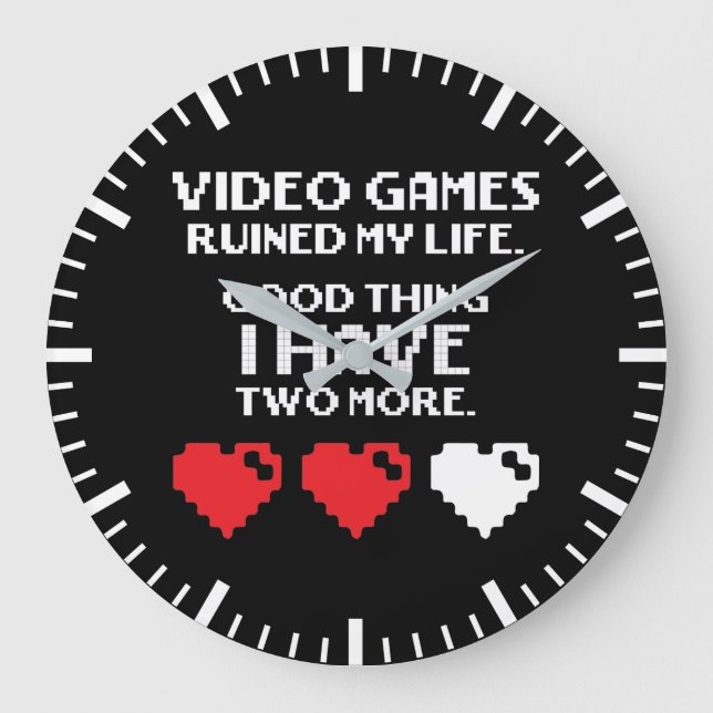 Grande Horloge Ronde Jeux Vidéo A ruiné Ma Vie, Amoureux Joueur, Jeu (Recto)