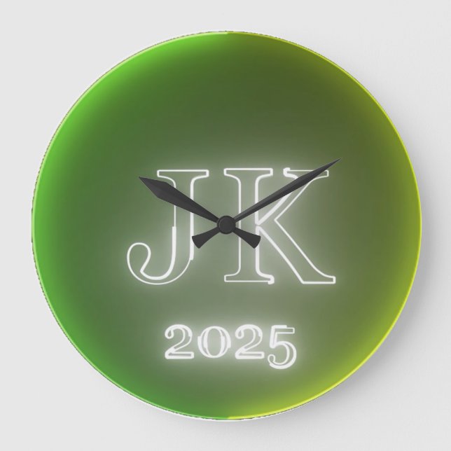 Grande Horloge Ronde JK 2025 Green Yellow Wall Clock (Recto)