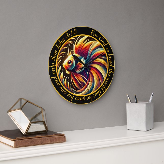 Grande Horloge Ronde John 3:16 Christian Marine Majesty Betta Fish (Bureau)