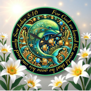 Grande Horloge Ronde John 3:16 Dauphin d'Harmonie Océanique