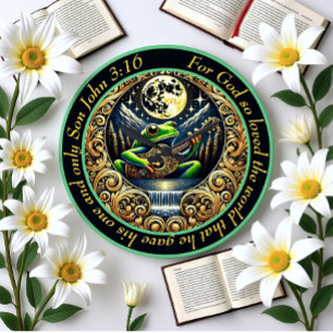 Grande Horloge Ronde John 3:16 Glissements de grenouille à la guitare-b