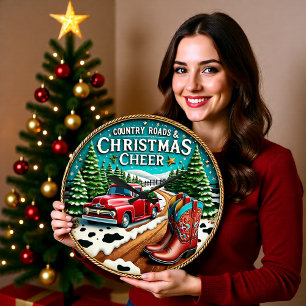 Grande Horloge Ronde Joie de Noël des routes de campagne