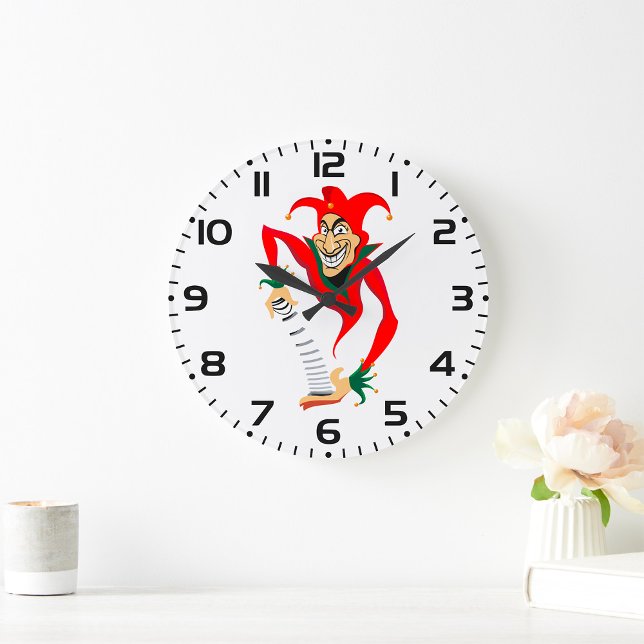 Grande Horloge Ronde Joker Jester Grinning avec Jack-in-the-Box (Créateur téléchargé)