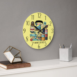 Grande Horloge Ronde joli ajouter du texte Le bureau de maman salle de 