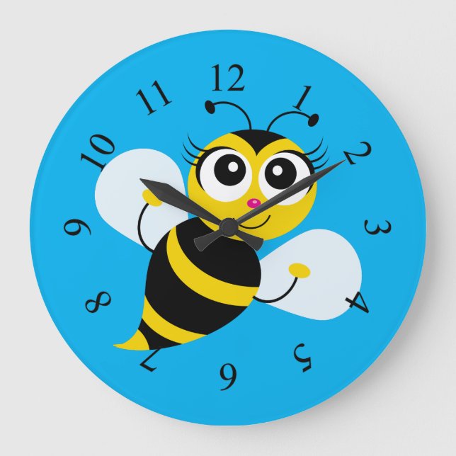 Grande Horloge Ronde Joli Arrière - plan d'abeille animé (Recto)