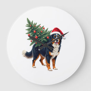 Grande Horloge Ronde Joli chien de montagne bernois dans un sapin de No