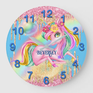 Grande Horloge Ronde Joli décor de chambre girn unicorne do-it-yourself