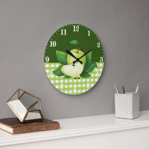 Grande Horloge Ronde Joli décor pomme cuisine