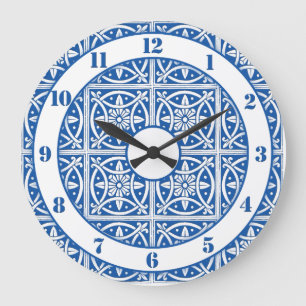 Grande Horloge Ronde Joli Delft colore le bleu et le blanc