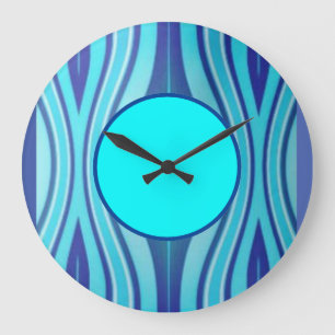 Grande Horloge Ronde Joli en bleu Abstrait non personnalisé