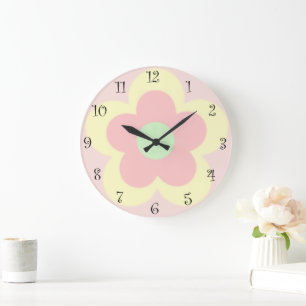 Grande Horloge Ronde Joli été Daisy fleur pétale dégradé Anniversaire