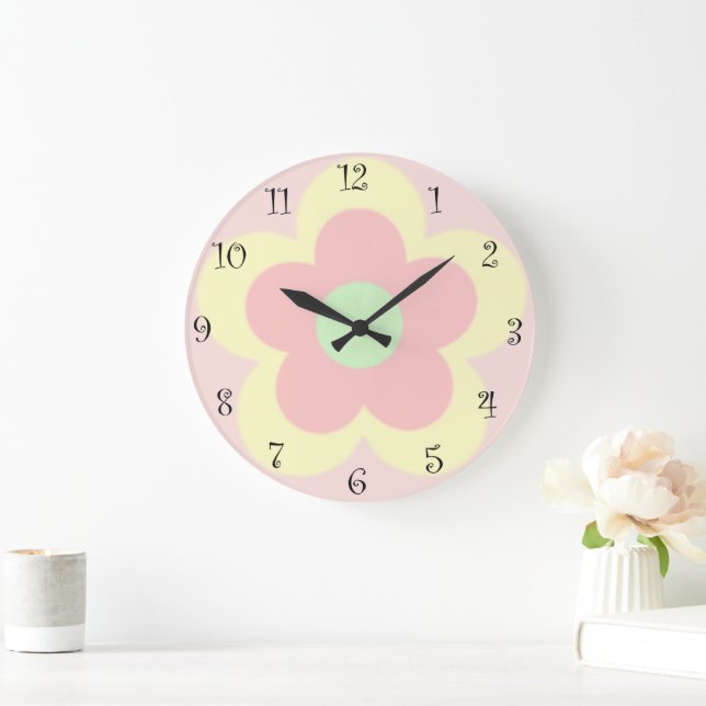 Grande Horloge Ronde Joli été Daisy fleur pétale dégradé Anniversaire (Maison)