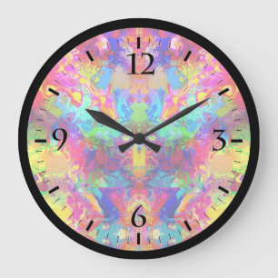 Grande Horloge Ronde Joli fantôme abstrait coloré