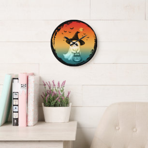 Grande Horloge Ronde joli fantôme halloween citrouille automne saison a