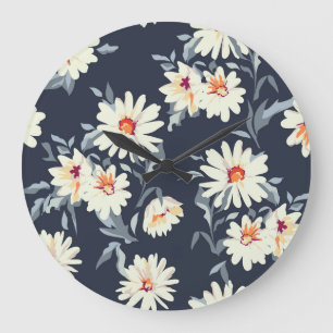Grande Horloge Ronde Joli Fleur de marguerite : Impression transparente