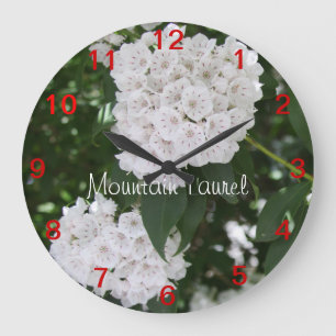 Grande Horloge Ronde Joli gros plan Fleurs de laurier de montagne Horlo
