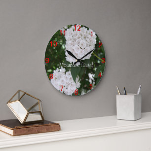 Grande Horloge Ronde Joli gros plan Fleurs de laurier des montagnes Hor