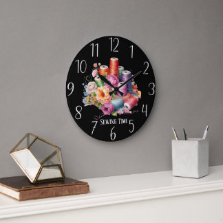 Grande Horloge Ronde joli moment de couture ajouter du texte 