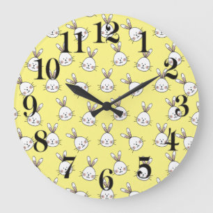 Grande Horloge Ronde Joli Motif blanc de Pâques