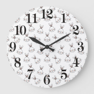 Grande Horloge Ronde Joli Motif blanc de Pâques