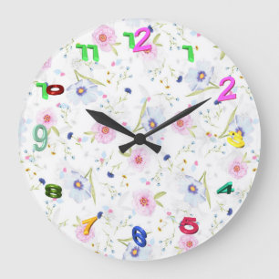 Grande Horloge Ronde Joli motif floral