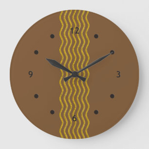 Grande Horloge Ronde Joli or de vagues + votre backgr., texte et idées