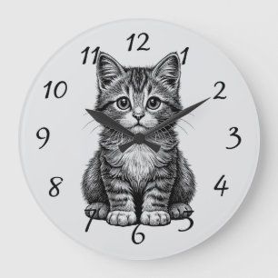 Grande Horloge Ronde Joli petit chat