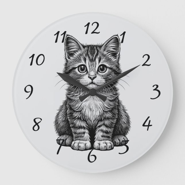 Grande Horloge Ronde Joli petit chat (Recto)