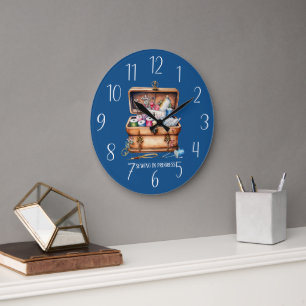 Grande Horloge Ronde joli progrès de couture ajouter du texte