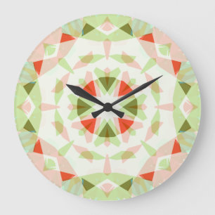 Grande Horloge Ronde Joli rouge rose vert étoile amusant Boho Dopamine 