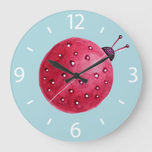 Grande Horloge Ronde Joli Sphère Abstrait Aquarelle Léybug Enfants