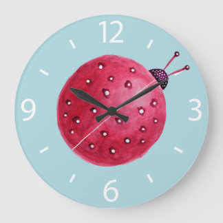 Grande Horloge Ronde Joli Sphère Abstrait Aquarelle Léybug Enfants