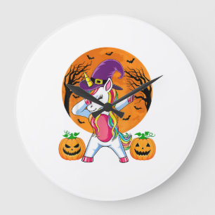 Grande Horloge Ronde Joli T-shirt Halloween Filles Femmes Sorcière Lico