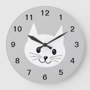 Grande Horloge Ronde Joli Visage De Chat.