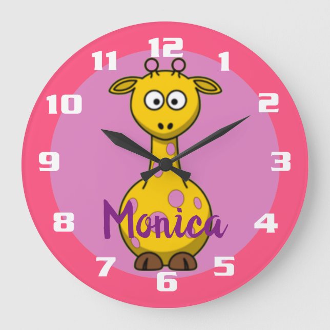 Grande Horloge Ronde Jolie Bubble gomme rose Monogramme Giraffe (Recto)