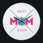 Grande Horloge Ronde Jolie conception Texte Meilleure maman Ever pour l<br><div class="desc">Elegant Mothers Day Wall Clock featuring a cute saying that reads "Best Maman Ever" with flower, This cute Wall Clock est parfait pour your mama for Mother's Day ! Le jour de Mother's, c'est... probably different from what she's expecting. you're gonna love this ! Alors, about a surprise? this comes...</div>