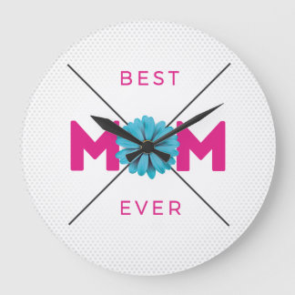 Grande Horloge Ronde Jolie conception Texte Meilleure maman Ever pour l