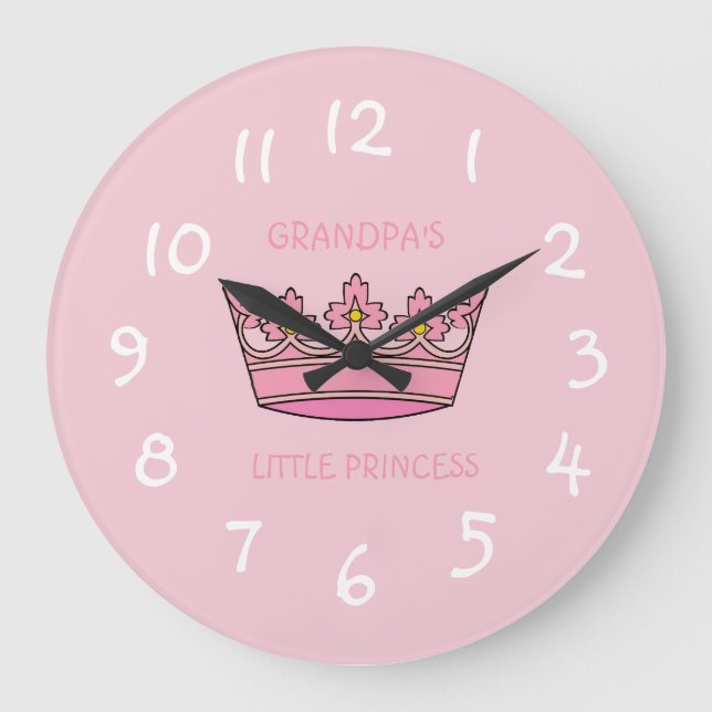 Grande Horloge Ronde Jolie couronne rose La petite princesse de grand-p (Recto)
