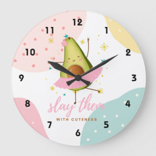 Grande Horloge Ronde Jolie fille Kawaii Avocado Ballerina Les Jeter