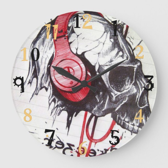 Grande Horloge Ronde Jolie Halloween Skeezer passer une belle journée (Recto)