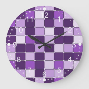 Grande Horloge Ronde Jolie mosaïque Motif Lavande Lilac violet 