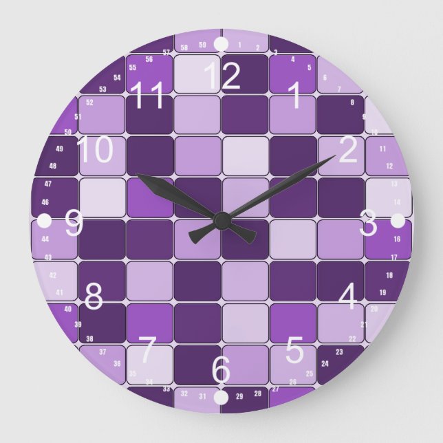 Grande Horloge Ronde Jolie mosaïque Motif Lavande Lilac violet  (Recto)