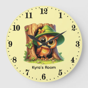 Grande Horloge Ronde Jolie nounom bébé chouette Nounerie