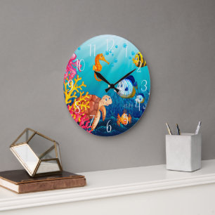 Grande Horloge Ronde jolie plage de poissons de mer