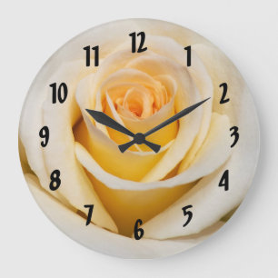 Grande Horloge Ronde Jolie Rose blanche