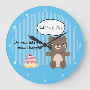 Grande Horloge Ronde Jolie Teddy Bear Kids Funny Plaisanterie